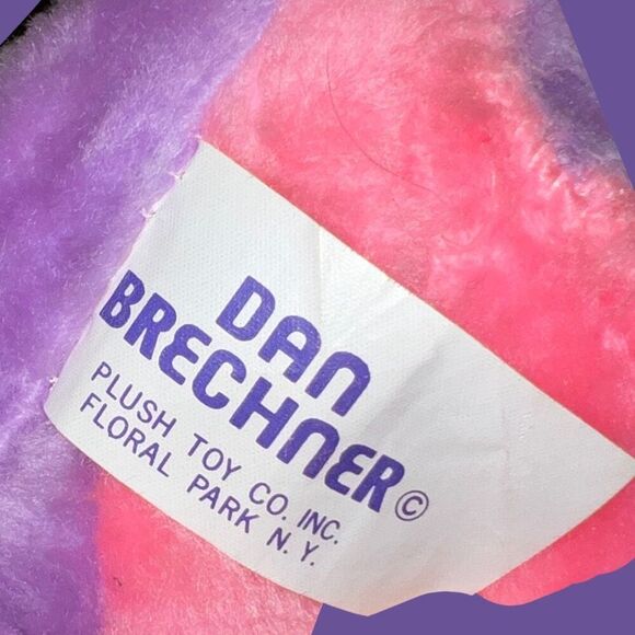 VINTAGE Dan Brechner Pink & Purple Baby Dinosaur Plush 11” - Picture 4 of 4